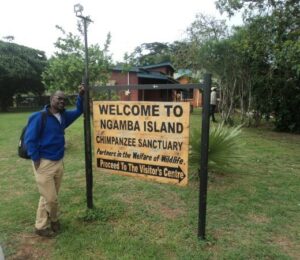 Ngamba Island sign post